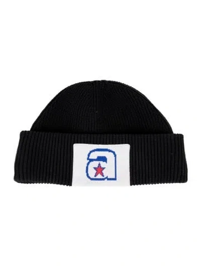 Pre-owned Alexander Wang Knit Logo Beanie In Black