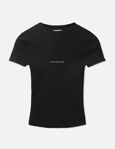 Alexander Wang Knit Logo Short Sleeves T-shirt In Black