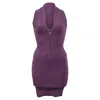 Alexander Wang Knitted Cutout Mini Bodycon Dress In Purple Viscose In Purple