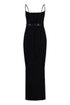 Alexander Wang Knit Dress With Coordinated Leather Belt And Back Slit In Black