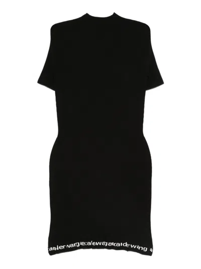 Alexander Wang Ribbed Short-sleeve Fitted Dress Clothing In Black