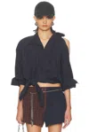 Alexander Wang Knotted Button Down Shirt In Blue