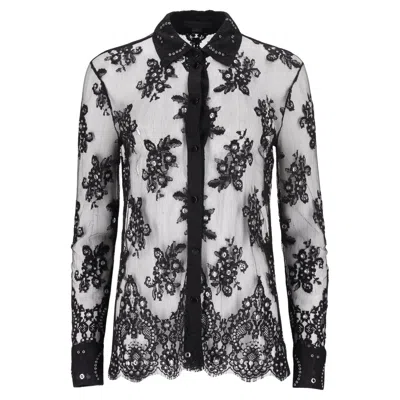 Pre-owned Alexander Wang Lace & Grommet Blouse In Black