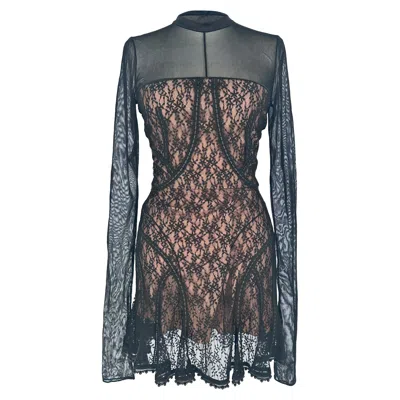 Pre-owned Alexander Wang Lace Cover Up Mini Dress In Black Nylon