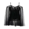 Alexander Wang Lace-embroidered Charmeuse Tunic Top In Black