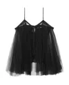 Alexander Wang Lace-embroidered Charmeuse Tunic Top In Black