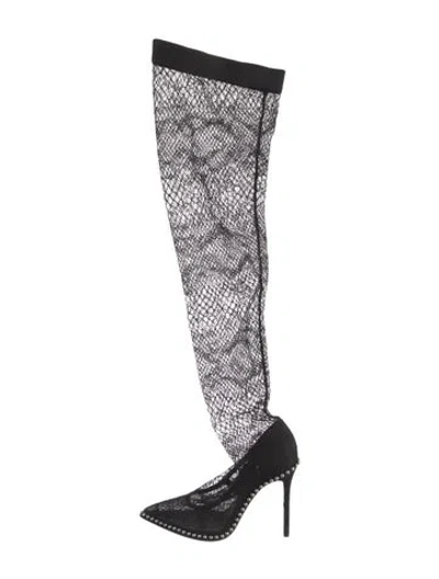 Pre-owned Alexander Wang Lace Lace Pattern Sock Boots In Black