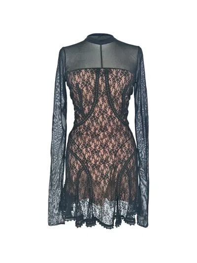Pre-owned Alexander Wang Lace Panelled Dress In Black