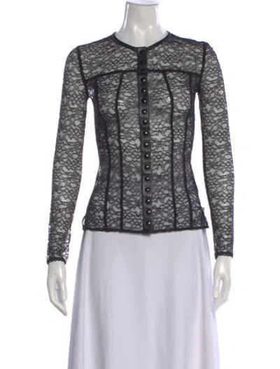 Pre-owned Alexander Wang Lace Pattern Crew Neck Top In Black