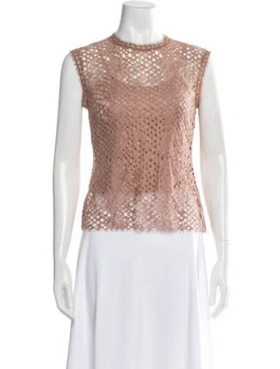 Pre-owned Alexander Wang Lace Pattern Crew Neck Top In Brown
