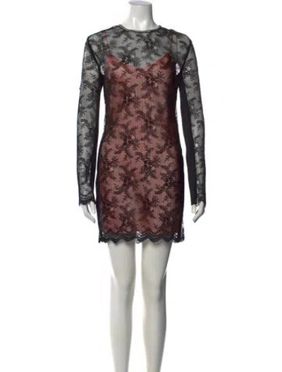 Pre-owned Alexander Wang Lace Pattern Mini Dress In Black
