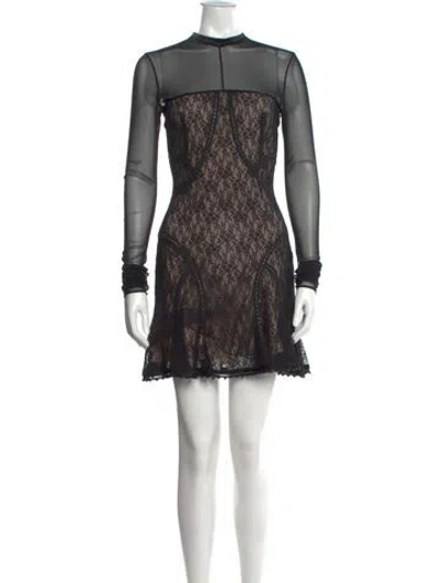 Pre-owned Alexander Wang Lace Pattern Mini Dress In Black
