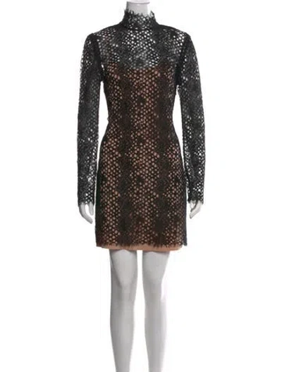 Pre-owned Alexander Wang Lace Pattern Mini Dress In Black