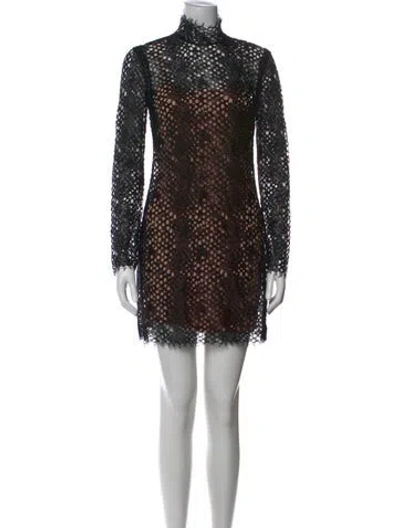 Pre-owned Alexander Wang Lace Pattern Mini Dress In Black