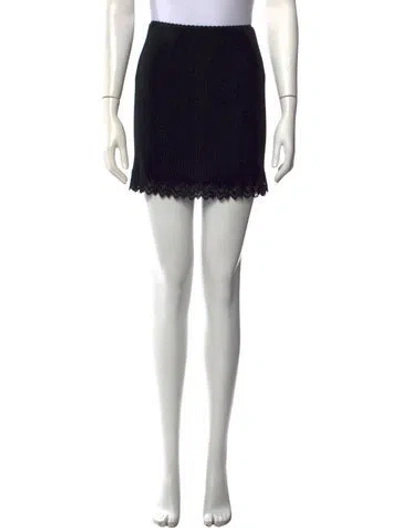 Pre-owned Alexander Wang Lace Trim Embellishment Mini Skirt In Black
