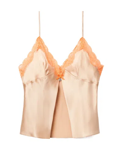 Alexander Wang Lace-trim Silk Camisole In Orange