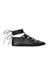 Alexander Wang Vyolette Sheep Leather Lace-up Flat In Black