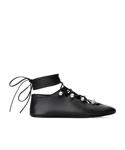 Alexander Wang Vyolette Lace-up Flat In Leather In Black