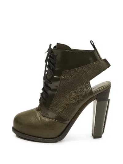 Pre-owned Alexander Wang Lace-up Cut-out Ankle Boots In Green