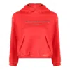 Alexander Wang Glitter Puff Logo Bi-color Shrunken Sweatshirt In Red