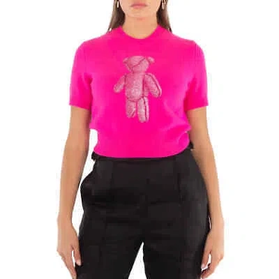 Pre-owned Alexander Wang Ladies Hot Fuchsia Beiress Crystal-embellished T-shirt, Size In Red