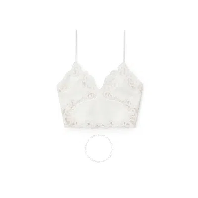 Alexander Wang Ladies White Lace Embroidered Cropped Cami Top