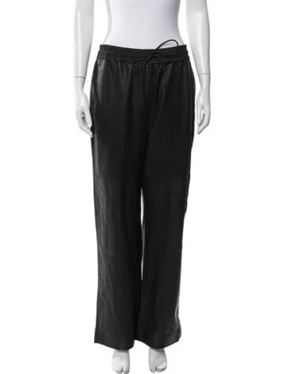 Pre-owned Alexander Wang Lamb Leather Wide Leg Pants In Black