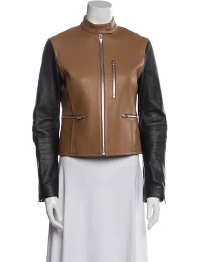 Pre-owned Alexander Wang Lambskin Biker Jacket In Brown