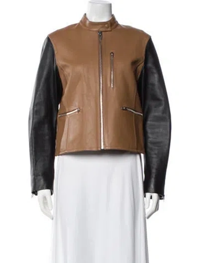 Pre-owned Alexander Wang Lambskin Biker Jacket In Brown