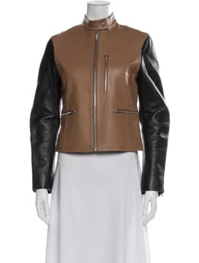 Pre-owned Alexander Wang Lambskin Biker Jacket In Brown