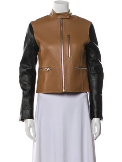 Pre-owned Alexander Wang Lambskin Biker Jacket W/ Tags In Brown