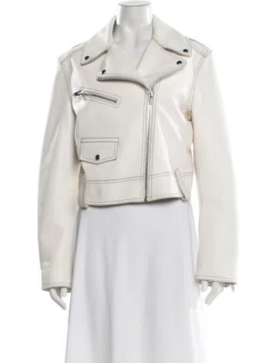 Pre-owned Alexander Wang Lambskin Biker Jacket In White