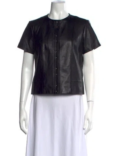 Pre-owned Alexander Wang Lambskin Crew Neck Top In Blue