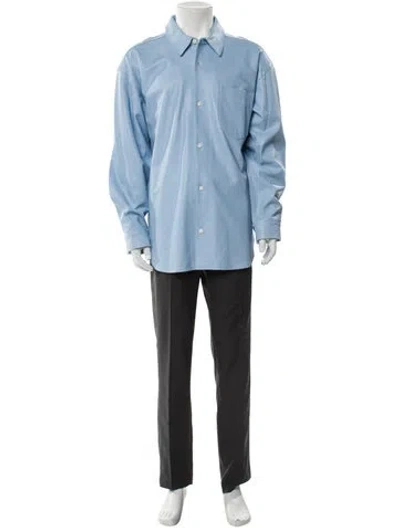 Pre-owned Alexander Wang Lambskin Long Sleeve Shirt W/ Tags In Blue
