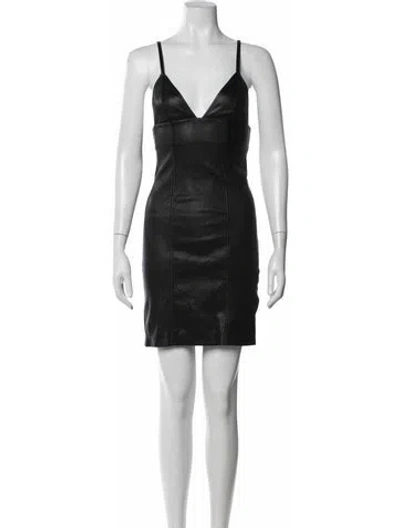 Pre-owned Alexander Wang Lambskin Mini Dress In Black