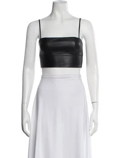 Pre-owned Alexander Wang Lambskin Square Neckline Crop Top In Black