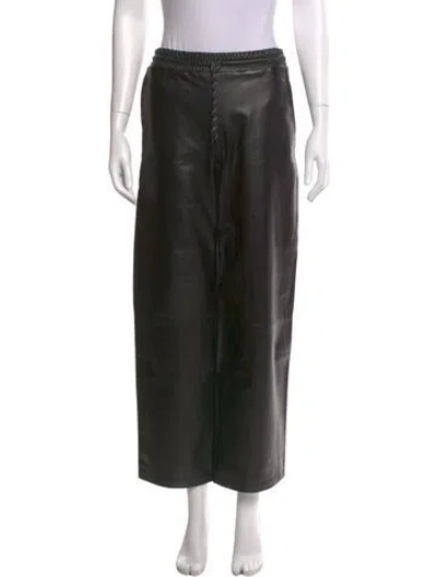 Pre-owned Alexander Wang Lambskin Wide Leg Pants W/ Tags In Black
