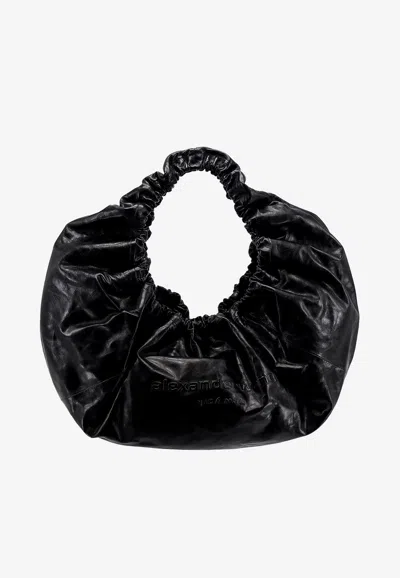 Alexander Wang Large Crescent Cracked Leather Hobo Bag
