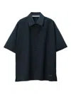 Alexander Wang Laser-cut Logo Button-up Shirt In Blue