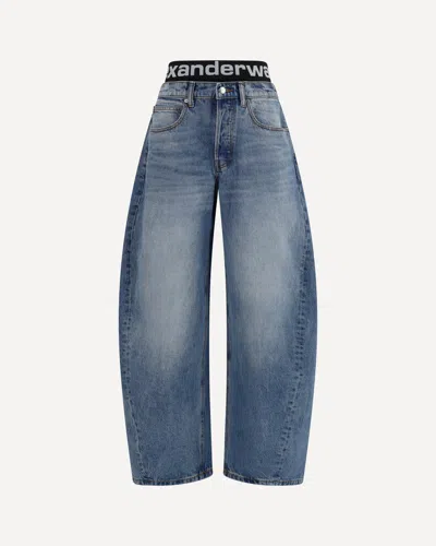 Alexander Wang Layered Belt Logo-waist Jeans In Blue