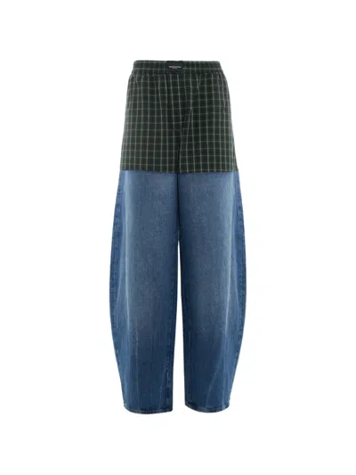 Alexander Wang Layered Check-pattern Jeans In Multi