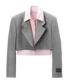 Alexander Wang Pre-styled Cropped Blazer Shirt In Gray