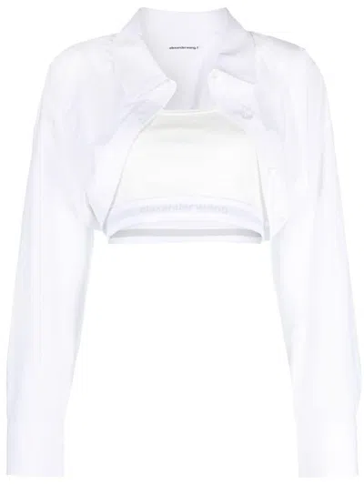 Alexander Wang Layered Cropped Shirt In White