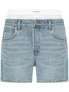 Alexander Wang Layered Denim Shorts In Blue