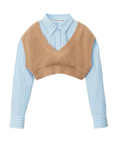 Alexander Wang Layered Knitted Vest In Blue