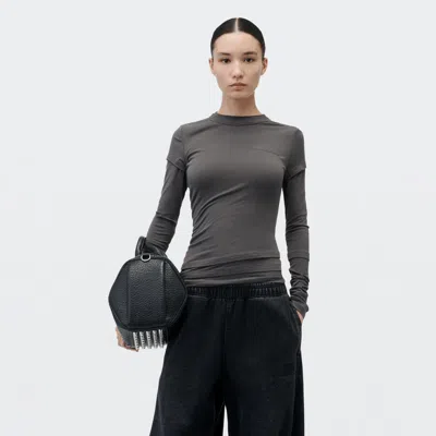 Alexander Wang Layered Long Sleeve Top In Charcoal