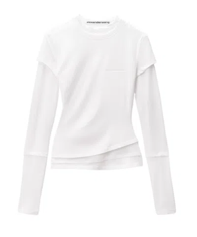 Alexander Wang Layered Long Sleeve Top In White