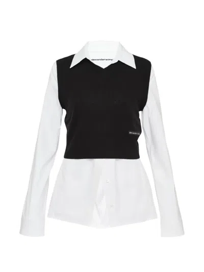 Alexander Wang Layered Long-sleeve Shirt In Black