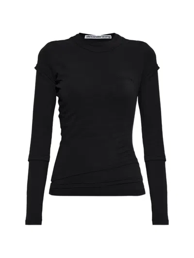 Alexander Wang Layered Long-sleeve T-shirt In Black