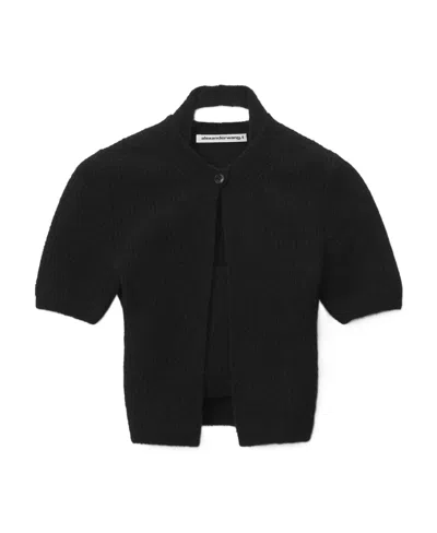 Alexander Wang Layered-look Cropped Knitted Top In Black